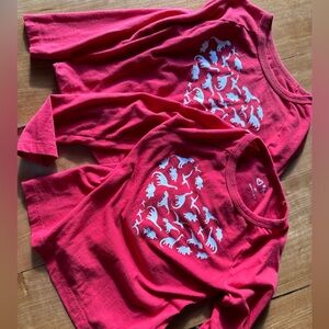 Red 3t heart Dino long sleeve tees for twins
